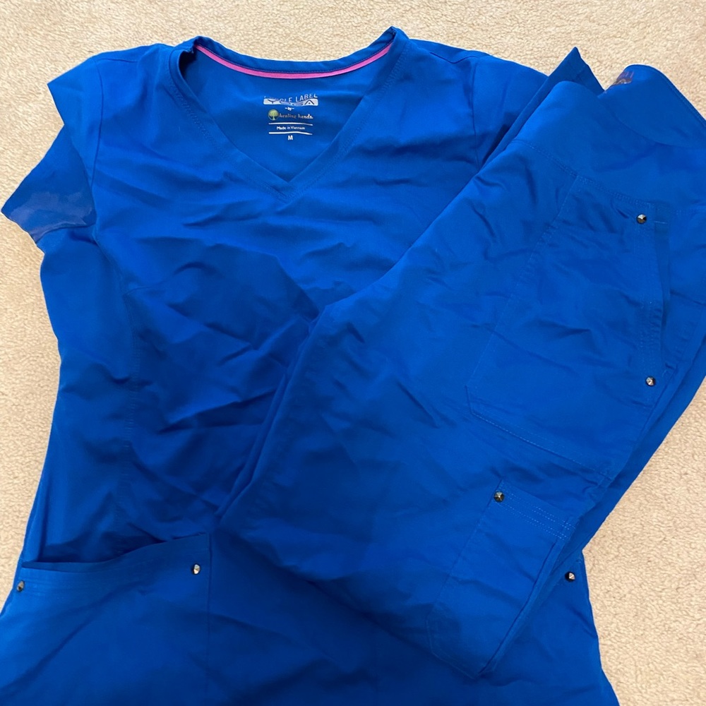 Healing hands scrubs-royal blue in color- YOGA edition